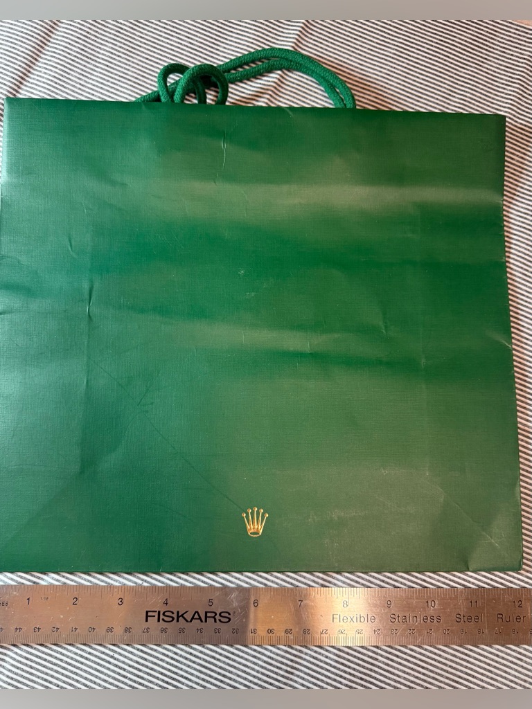 Rolex Green Gift Bag With Gold Crown Emblem